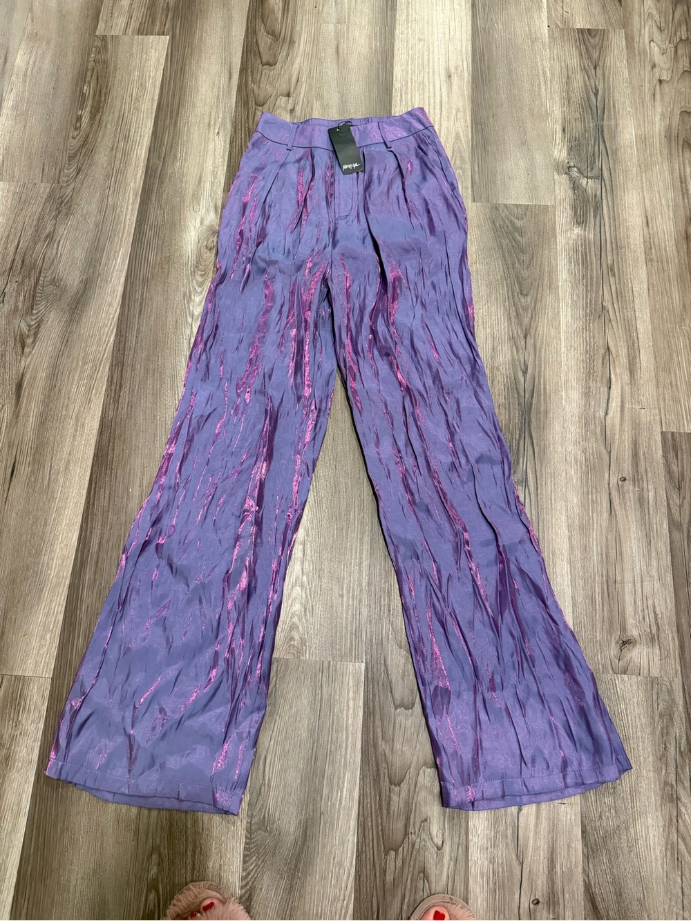 Nasty Gal Purple Shimmer pants nwt 4